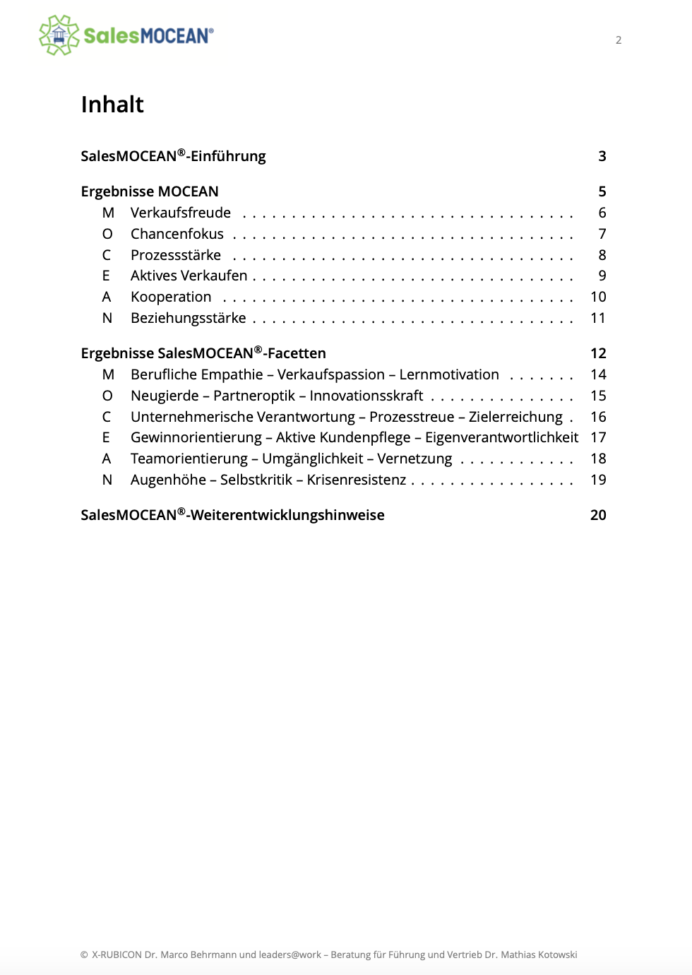 SalesMOCEAN_Ergebnisbericht_Inhalt SalesMOCEAN_Ergebnisbericht_Inhalt